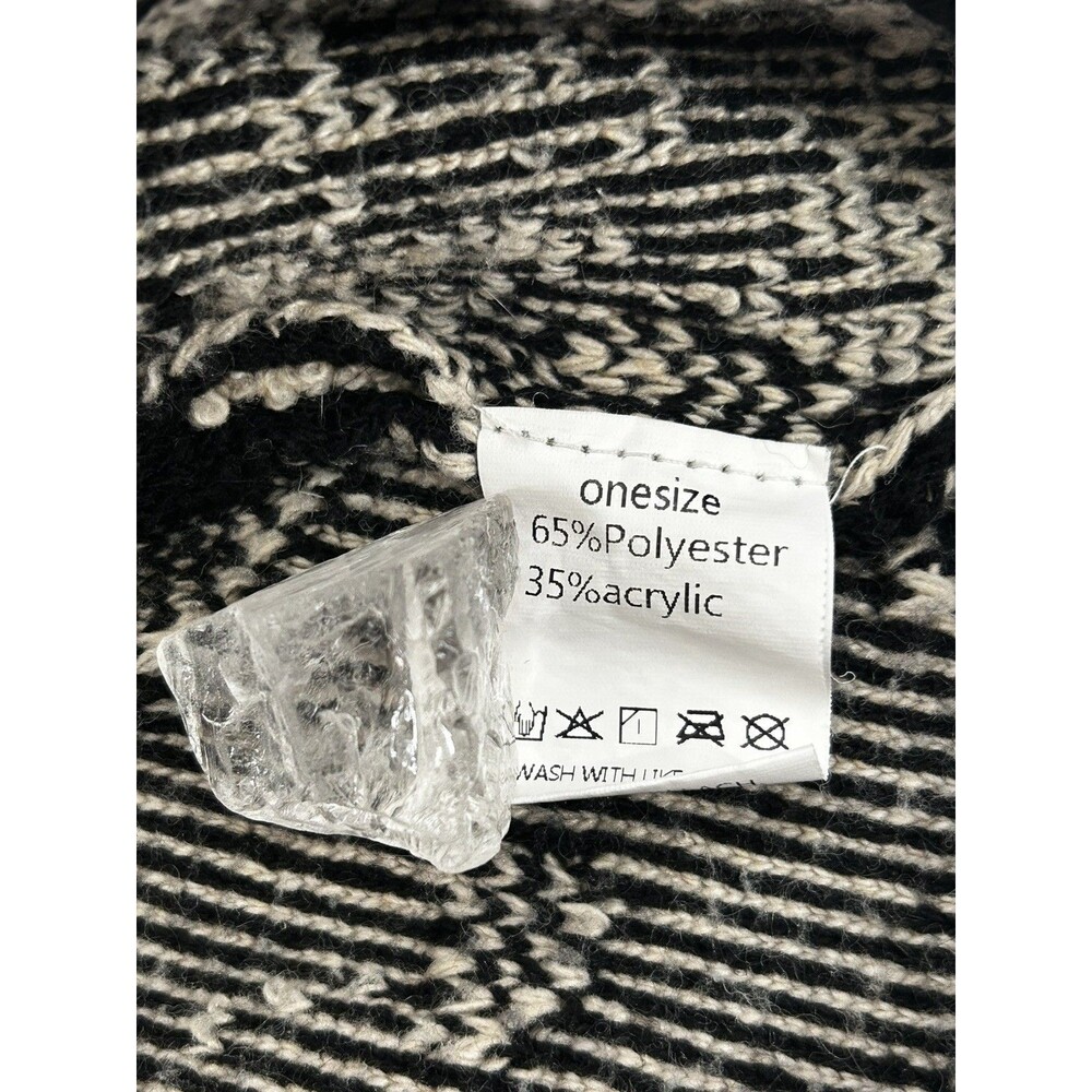 AQY Bear Sweater Cardigan Womens L XL Black Long Sleeve Chunky Harajuku Y2K - Picture 4 of 9